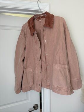 Corduroy Collar Pink Workwear Jacket